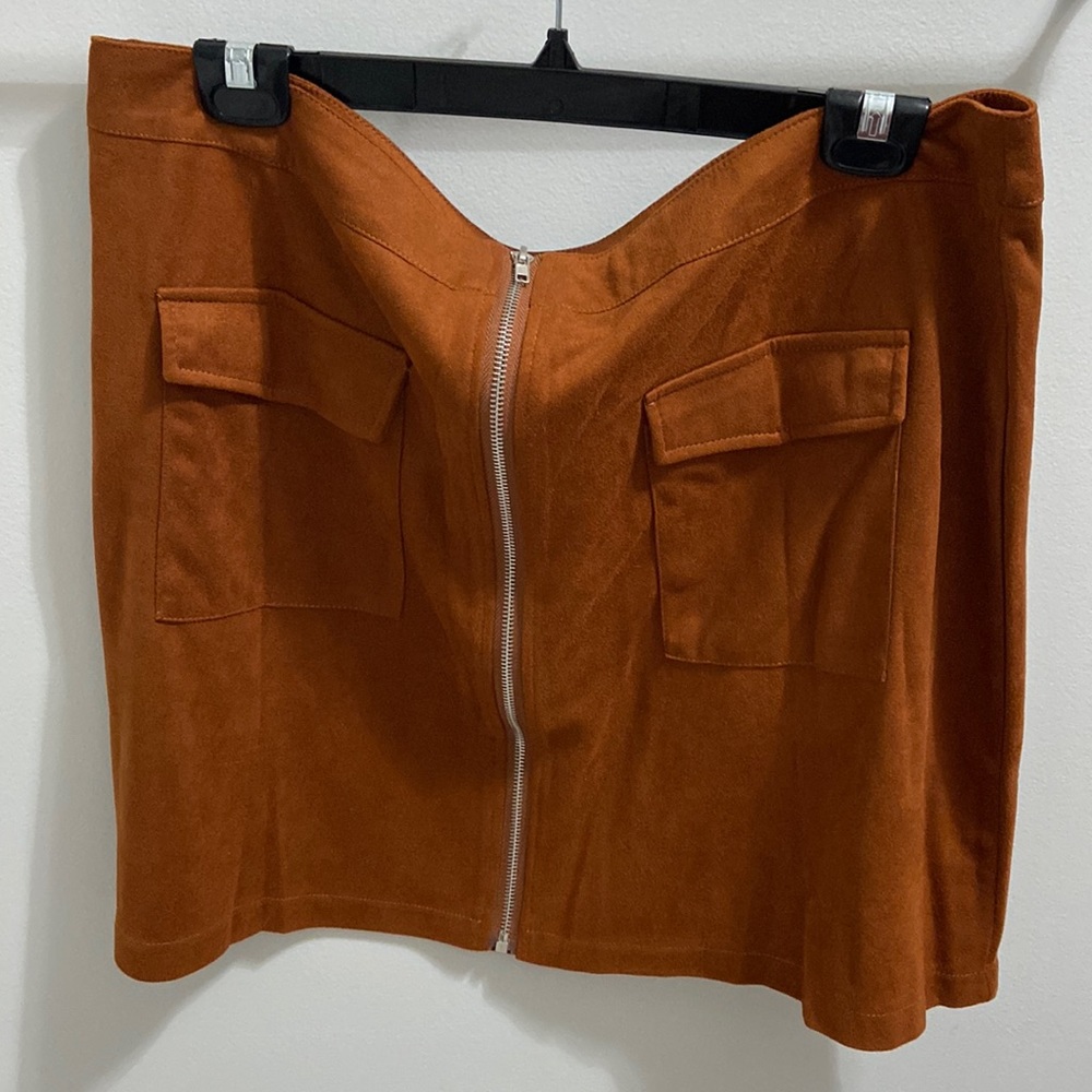 SHEIN faux suede midi skirt